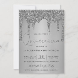 シックなシルバースパークルグリッタードリップスキンセアニラ 招待状