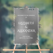 シックなシルバースプラッシュ結婚の歓迎 アクリルサイン (ニュートラル)