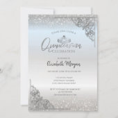 シックなシルバーティアラ、シルバーダストフレームキンセアニラ 招待状 (正面)
