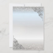 シックなシルバーティアラ、シルバーダストフレームキンセアニラ 招待状 (裏面)