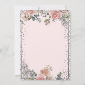 シックなシルバーティアラ、ダイアモンドピンクローズキンセアニラ 招待状 (裏面)