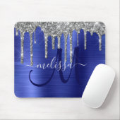 シックなシルバードリッピンググリッターパープルメタルモノグラム マウスパッド (マウス)