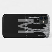 シックなシルバードリッピンググリッターモノグラム名 Case-Mate iPhoneケース (裏面(横))