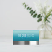 シックなシルバーネイルサロンファッションブルービジネスカード 名刺 (スタンド正面)