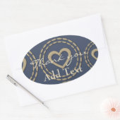 シックなシルバーハートブルーベビーシャワーホリデーステッカー 楕円形シール (封筒)