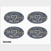 シックなシルバーハートブルーベビーシャワーホリデーステッカー 楕円形シール (シート)