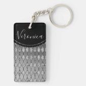 シックなシルバーハーレキンパーソナライズされた キーホルダー (裏面)