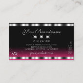 シックなシルバーピンクブラックきらめくダイヤモンドイニシャル 名刺 (裏面)