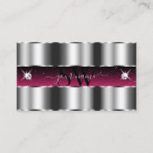 シックなシルバーピンクブラックきらめくダイヤモンドイニシャル 名刺 (正面)