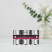 シックなシルバーピンクブラックきらめくダイヤモンド追加ロゴ 名刺 (スタンド正面)