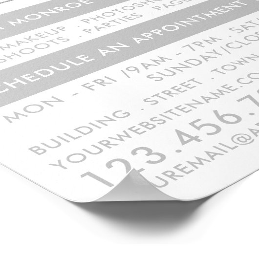 シックなシルバーフォイルの点字美しいメイクアップアーティスト ポスター (角)