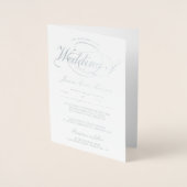 シックなシルバーフォイルスクリプト折り畳み結婚式招待状 箔カード (正面)