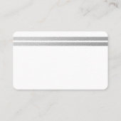 シックなシルバーフォイルストライプズは日付カードを保存 名刺 (裏面)