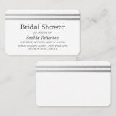 シックなシルバーフォイルストライプブライダルシャワーチケット 名刺 (正面/裏面)