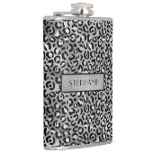 シックなシルバーフォイルヒョウパーソナライズされたプリント フラスク (右)