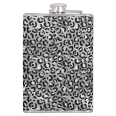 シックなシルバーフォイルヒョウパーソナライズされたプリント フラスク (裏面)