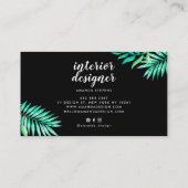 シックなシルバーフレーム水色のトロピカルグリーン離れ 名刺 (裏面)