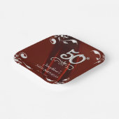 シックなシルバーフローラフレームバーガンディ50誕生日 ペーパープレート (傾斜あり)