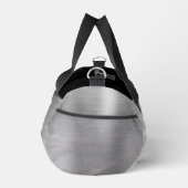 シックなシルバーブラシ仕上げメタルブラックスクリプトモノグラム ダッフルバッグ (右)