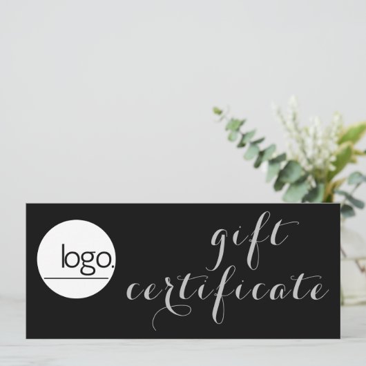 シックなシルバーブラックビジネスロゴギフト券 (スタンド正面)