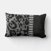 シックなシルバーブラックレオパードプリントスエードハーレクイン ランバークッション (裏面)