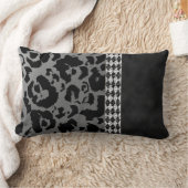 シックなシルバーブラックレオパードプリントスエードハーレクイン ランバークッション (ブランケット)
