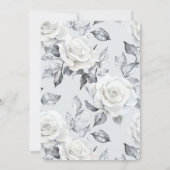 シックなシルバーホワイトローズフローラ結婚ズ 招待状 (裏面)