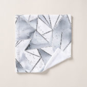 シックなシルバーホワイト三角形クリスマス バスタオルセット (ウォッシュタオル)