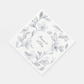 シックなシルバーホワイト結婚フローラ スタンダードランチョンナプキン (角)