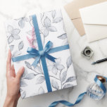 シックなシルバーホワイト結婚フローラ ラッピングペーパー<br><div class="desc">シックシルバーホワイト結婚フローラブライダルシャワー</div>