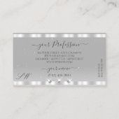 シックなシルバーライトグレーきらめくダイヤモンドイニシャル 名刺 (裏面)