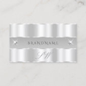 シックなシルバーライトグレーきらめくダイヤモンドイニシャル 名刺 (正面)