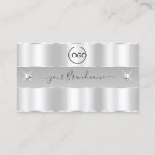 シックなシルバーライトグレーきらめくダイヤモンド追加ロゴ 名刺 (正面)