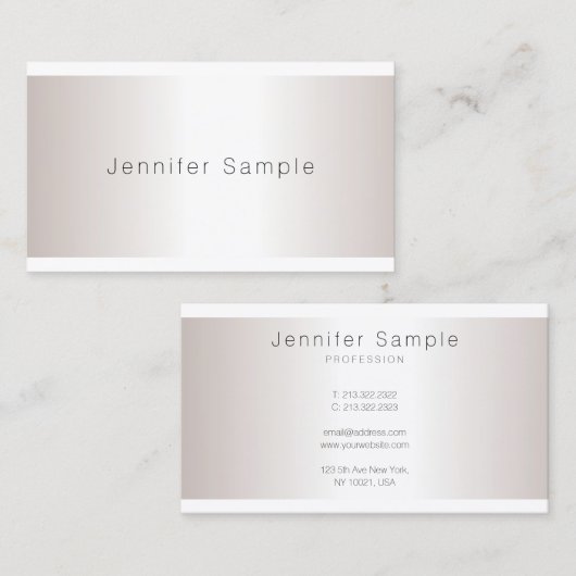 シックなシルバールックミニマリストプレーントレンディーサロン 名刺 (正面/裏面)