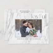 シックなシルバー大理石うれしそうなタイポグラフィ写真 ポストカード (正面/裏面)