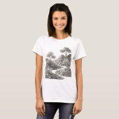 シックなシルバー抽象芸術アートプリント v2 tシャツ (正面フル)