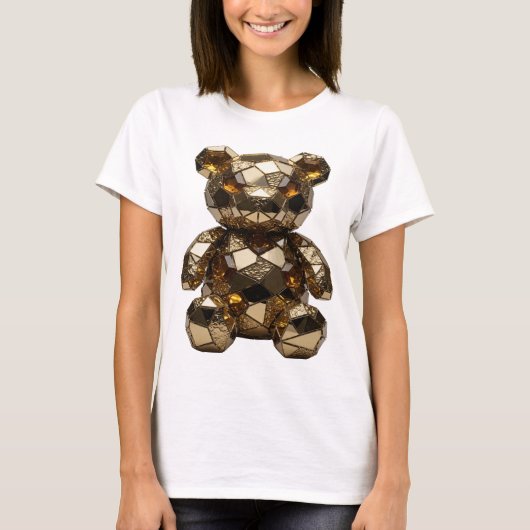 シックなシルバー抽象芸術 アートプリント Tシャツ (正面)