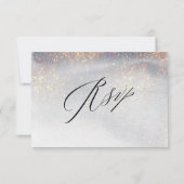 シックなシルバー金ゴールドグリッターウォーターカラーラグジュアリー結婚ズ 出欠カード (裏面)