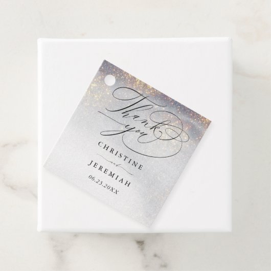 シックなシルバー金ゴールドスパークルウォーターカラーラグジュアリー結婚ズ フェイバータグ (インサイチュ)