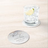 シックなシルバー金ゴールドスパークルウォーターカラーラグジュアリー結婚ズ ラウンドペーパーコースター (インサイチュ)