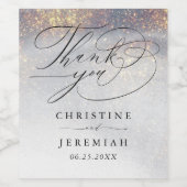 シックなシルバー金ゴールドスパークルウォーターカラーラグジュアリー結婚ズ ワインラベル (シングルラベル)