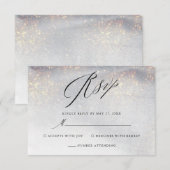 シックなシルバー金ゴールドスパークルウォーターカラーラグジュアリー結婚ズ 出欠カード (正面/裏面)