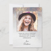 シックなシルバー金ゴールドスパークル2写真卒業 サンキューカード (裏面)