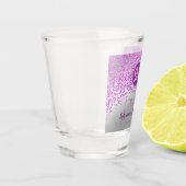 シックなシルバー&ピンクグリッター21st誕生日プレゼント ショットグラス (左)