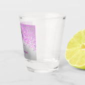 シックなシルバー&ピンクグリッター21st誕生日プレゼント ショットグラス (右)