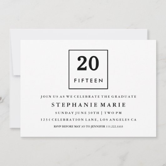 シックなシンプルの2015年の写真の卒業の招待状 招待状 (裏面)