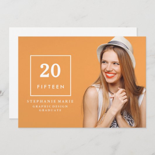 シックなシンプルの2015年の写真の卒業の招待状 招待状 (正面/裏面)