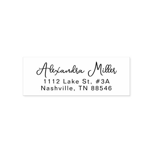 シックなシンプルスクリプトの自己手書きアドレスのスタンプ セルフインキングスタンプ (デザイン)