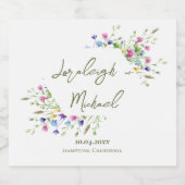 シックなシンプルボホの結婚花 スパークリングワインラベル (シングルラベル)