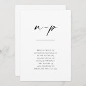 シックなシンプルモダンスクリプトアルファベットの座席N-P (正面/裏面)